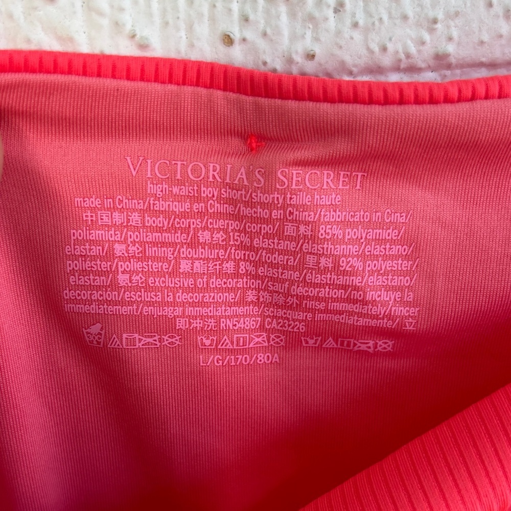 Victoria's Secret High Waist Boyshort Neon Orange Bikini Bottom sz L - Picture 6 of 8